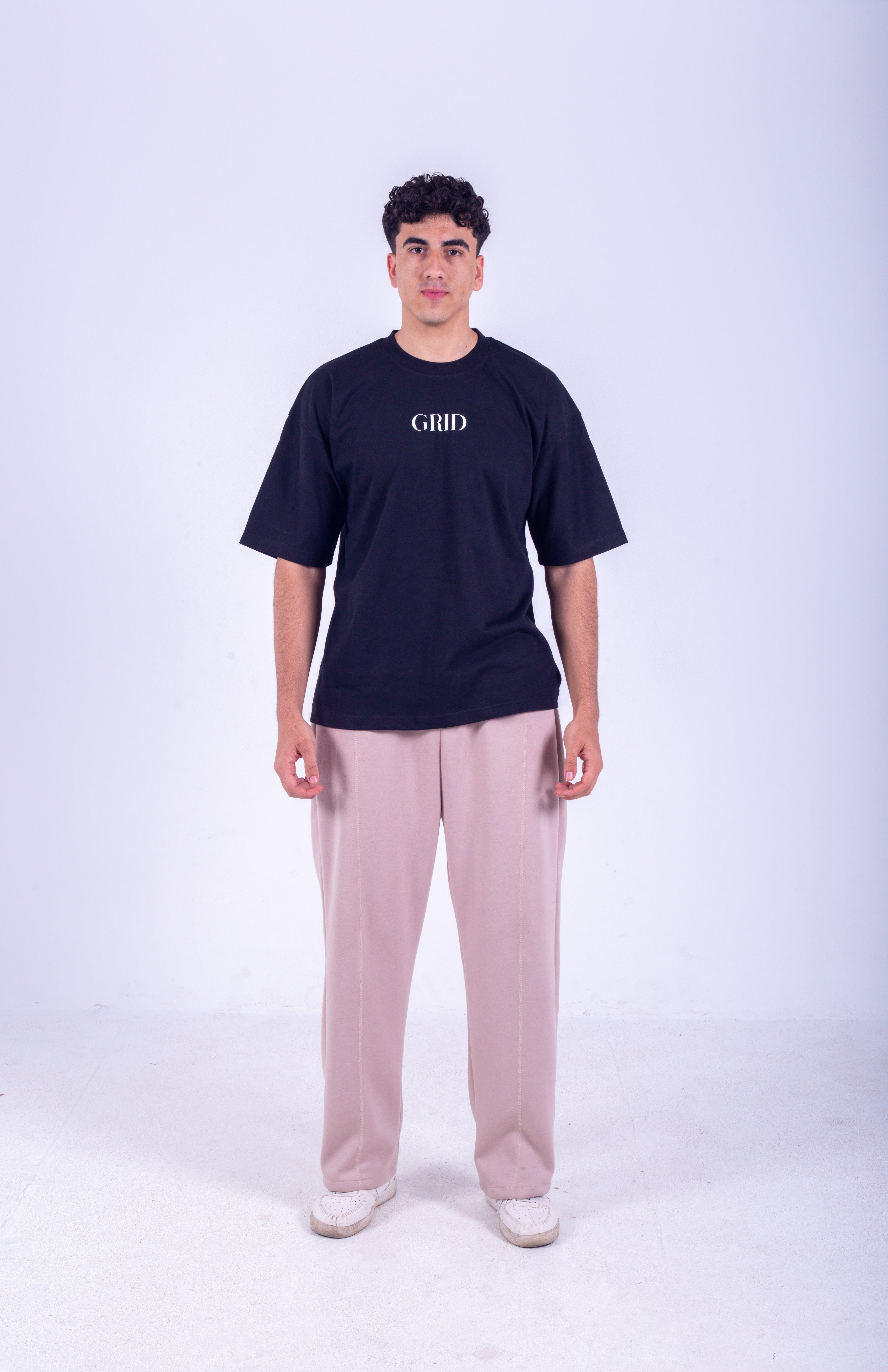 GRID Oversized T-Shirt - Black