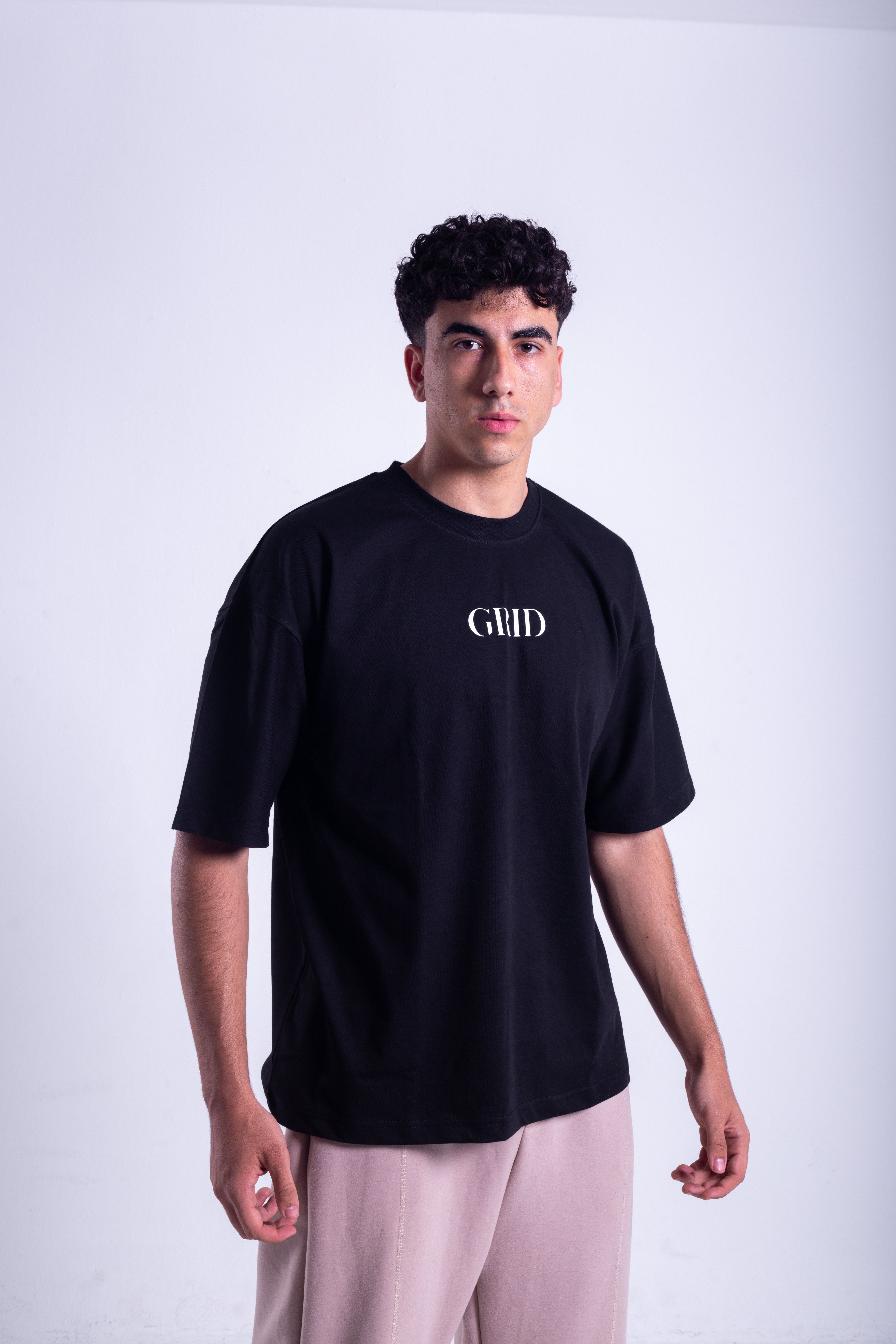 GRID Oversized T-Shirt - Black