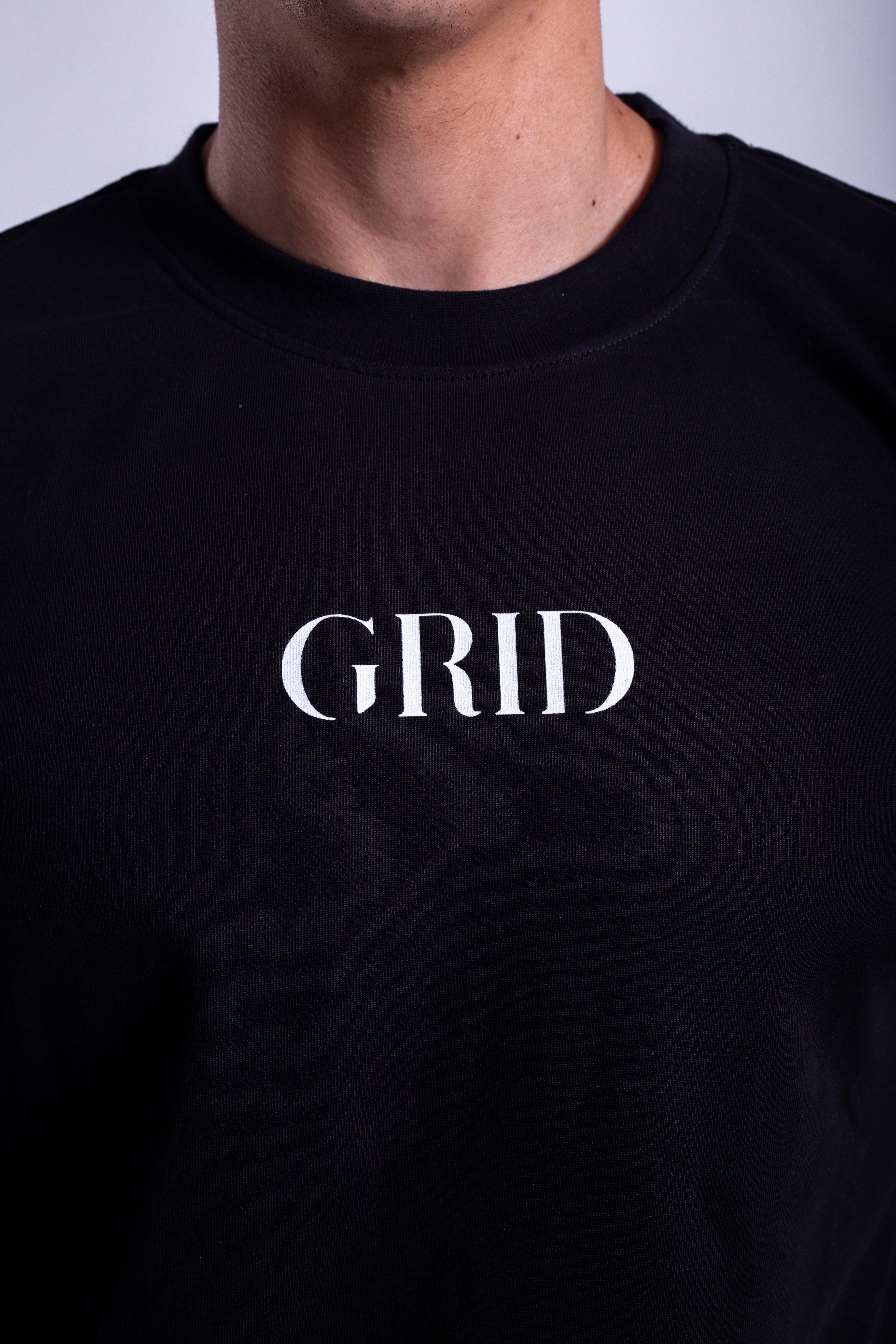 GRID Oversized T-Shirt - Black