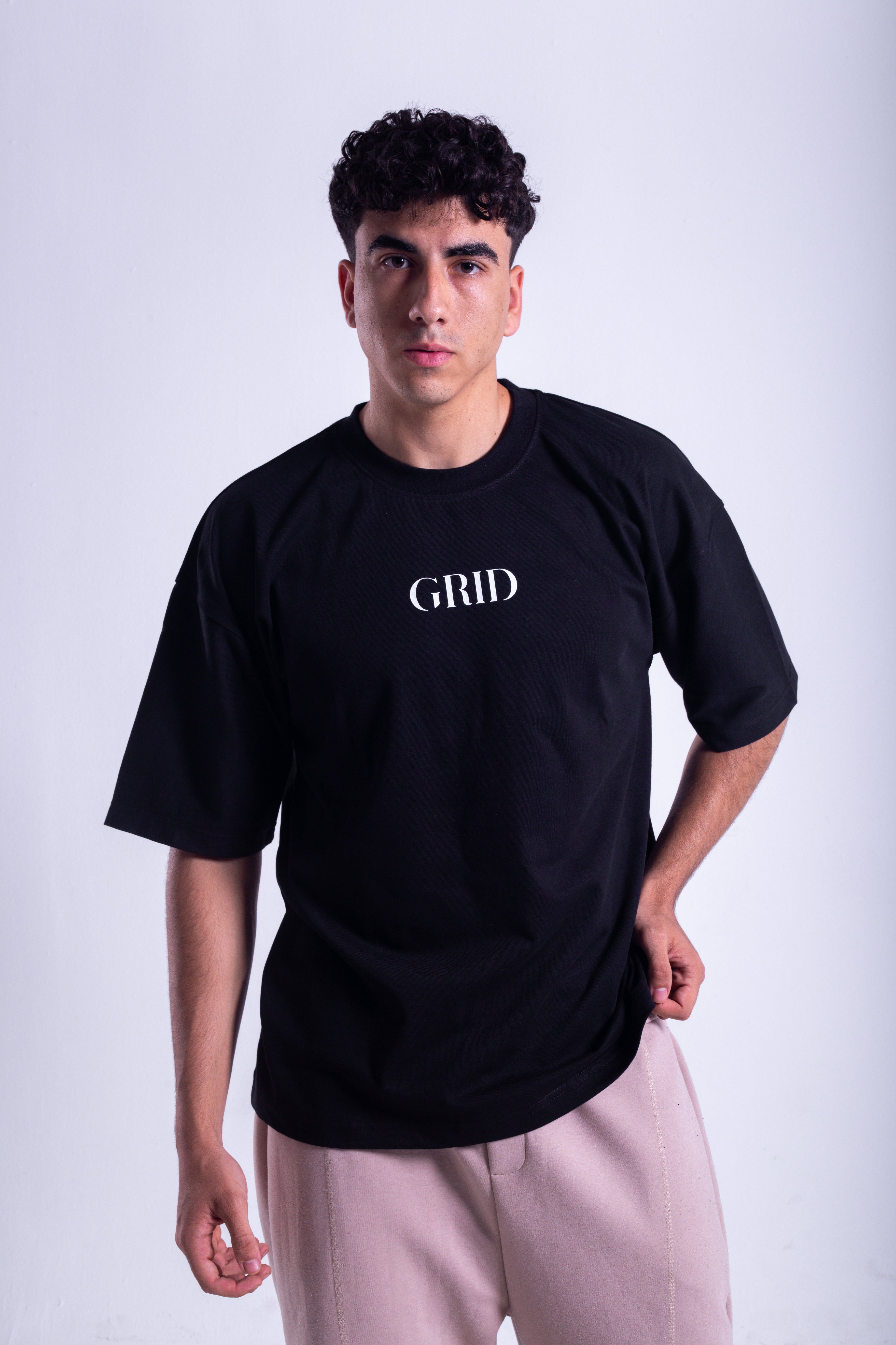 GRID Oversized T-Shirt - Black