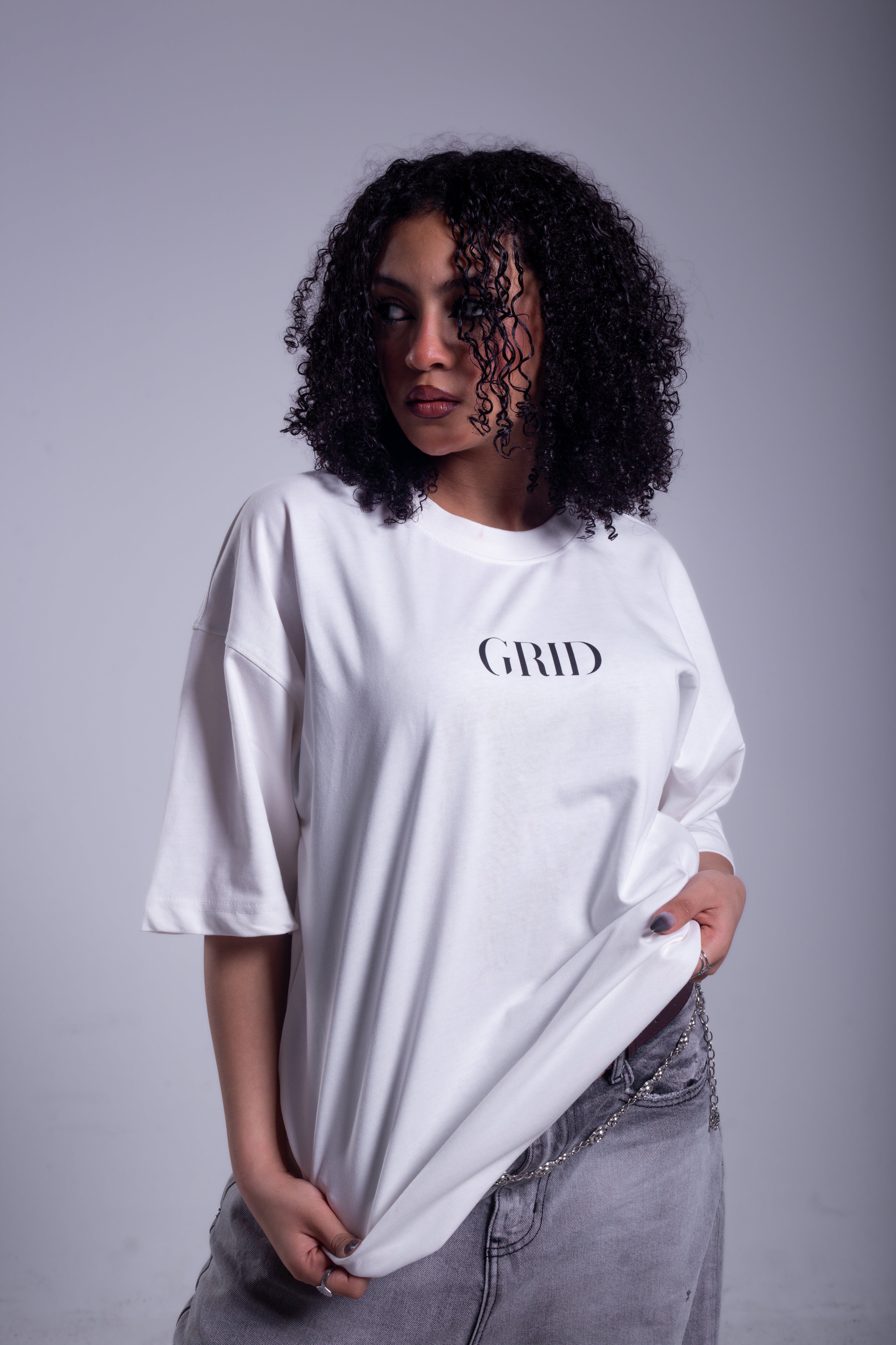 GRID Oversized T-Shirt - White