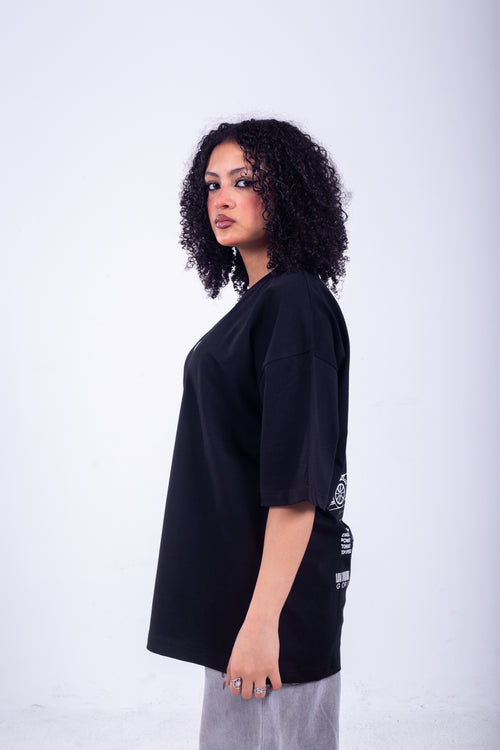 GRID Oversized T-Shirt - Black