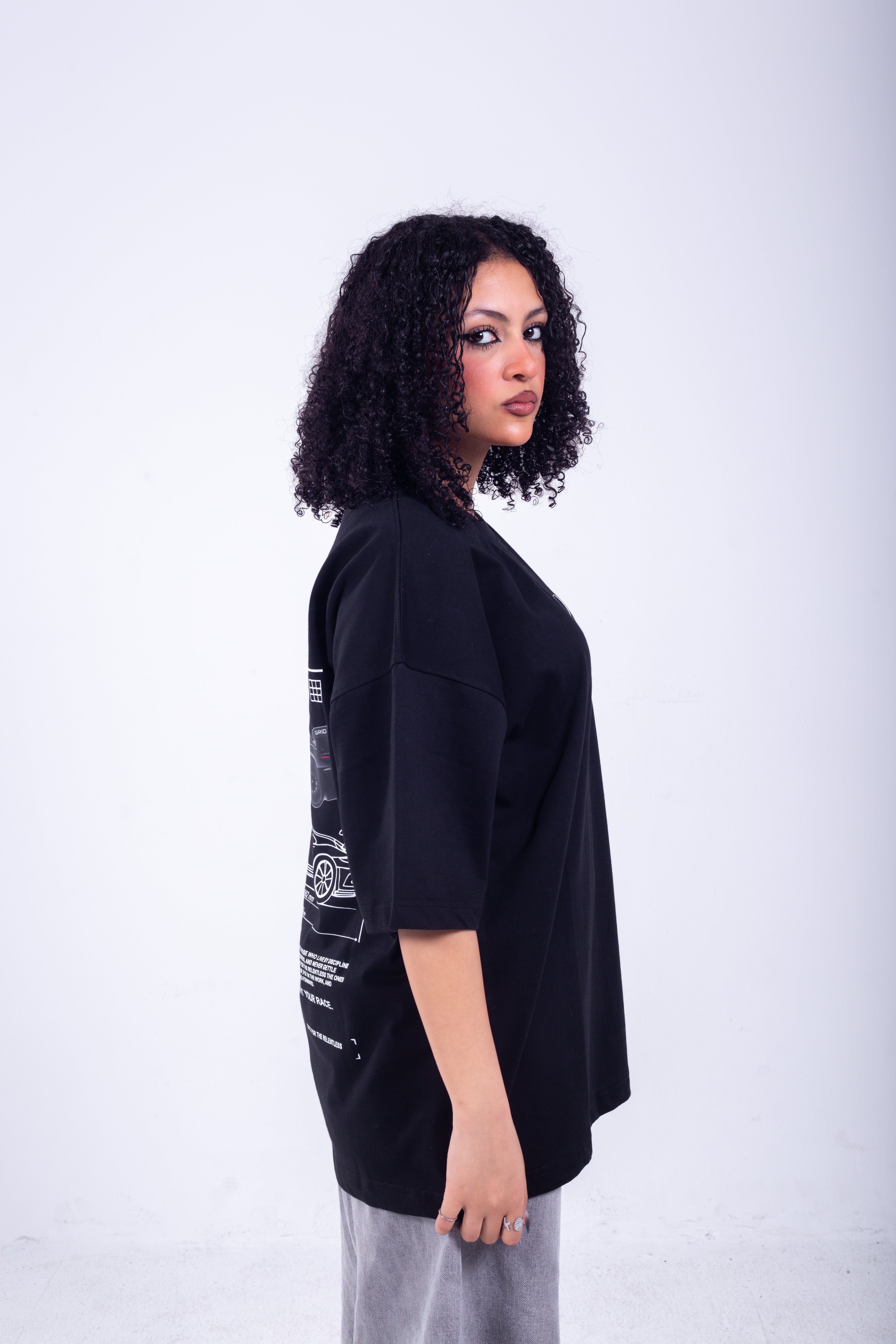 GRID Oversized T-Shirt - Black