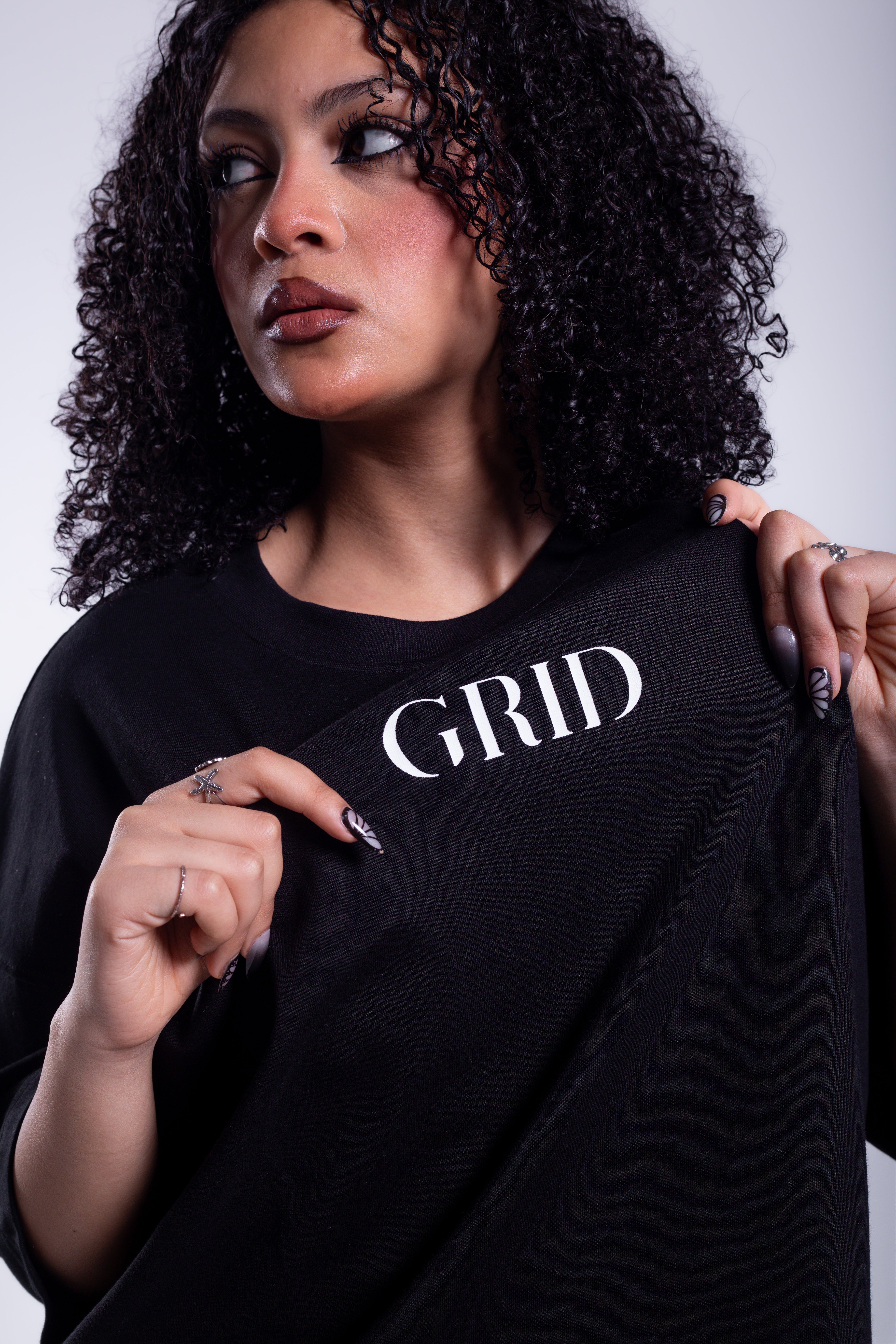 GRID Oversized T-Shirt - Black